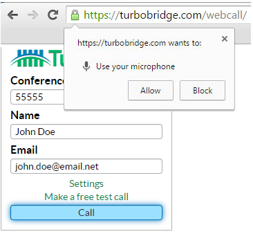 TurboBridge WebCall Enabled By WebRTC – TurboBridge HD Audio Conferencing